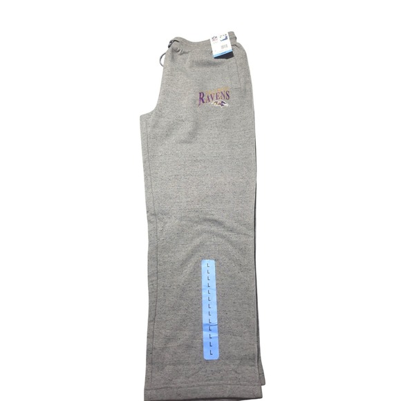 NFL Team Apparel Baltimore Ravens Fleece Pants Mens Large Gray Sweatpants New